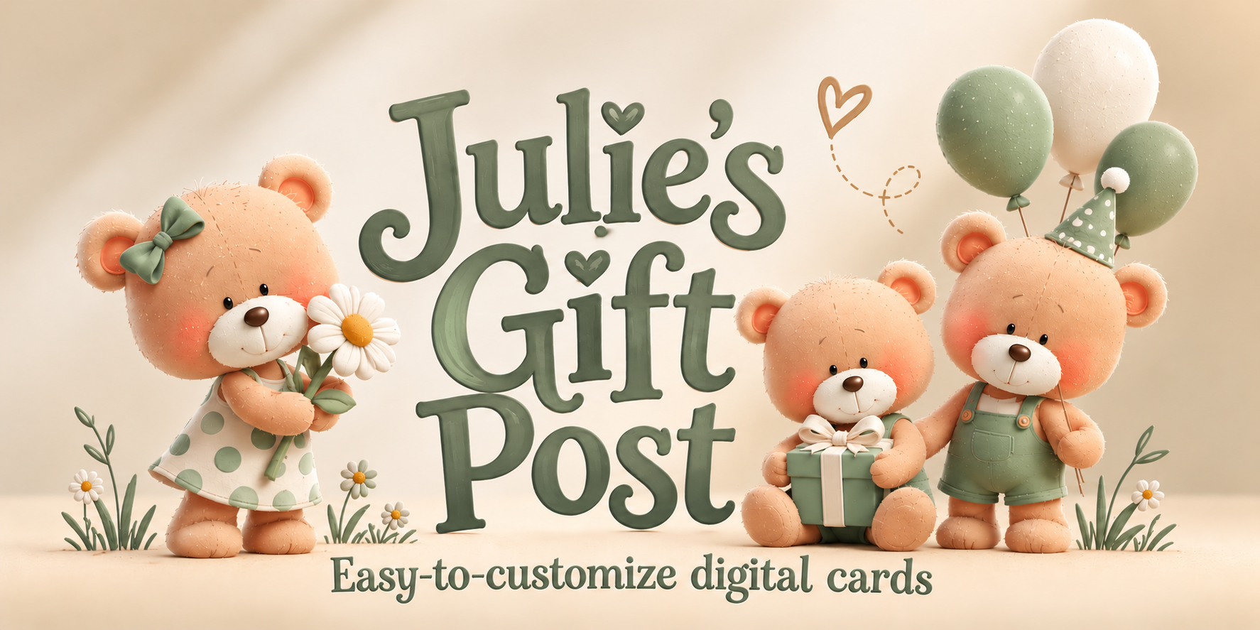 Julie's Gift Post. Easy-to-customize digital cards. Shop on Etsy.